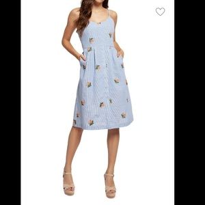 NWT Dex Embroidered Striped A-Line midi Dress 🌸